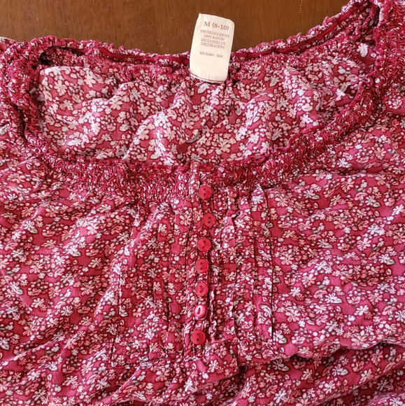 M Red Flowered Faded Glory Blouse - Picture 8 of 8